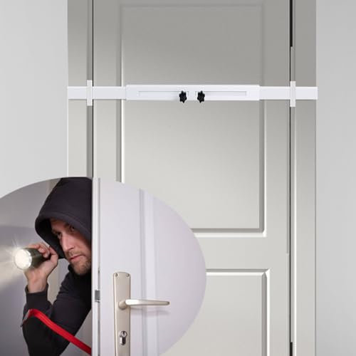 Barre de porte de sécurité pour porte - Blanc - Très résistante - Utilisation comme barre de sécurité de porte - Serrure de renfort de porte - Protège la sécurité de toute la porte - Convient aux