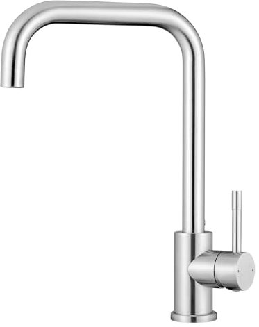 CECIPA Wasserhahn Küche, Hochdruck Küchenarmatur Edelstahl Armatur Küche, Mischbatterie Küche 360° Schwenkbar mit Einhebelmischer, Spültischarmatur Edelstahl Gebürstet