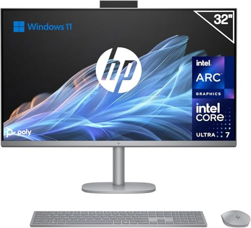HP OmniStudio X All-in-One 32 4K UHD (Procesador Intel Core Ultra 7 258V con IA, 32GB RAM, 1TB SSD, Gráficos Intel ARC, Windows 11 Home) Teclado QWERTY Español - Silver