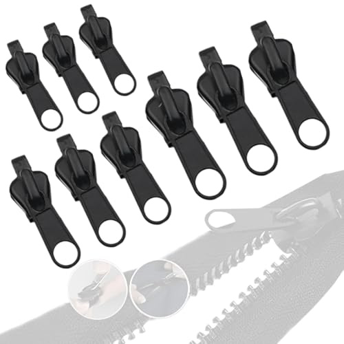 GGUFAY 9pcs Cremallera, Kit de Reparación de Cremalleras, Reemplazo de Cremallera Kit, Cursor Cremallera con Instale los Alicates para Chaqueta, Bolso, Maletas, Mochilas