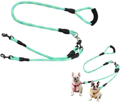 Guinzaglio Doppio per Cani | Fune Singola O Doppia Per Cani | Protezione Antitorsione A 360 Gradi Per Addestramento, Passeggiate Ed Escursioni Con Animali Domestici