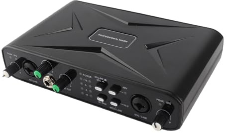 Luocute Tarjeta de Sonido USB Externa, Interfaz de Audio de 32 Bits 384 KHZ Plug and Play con Preamplificador de Micrófono Alimentación Fantasma de 48 V para Transmisión en Vivo