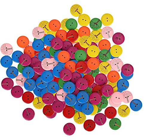 200 pezzi bottoni in legno 2 fori pulsante rotondo colorato misto per fai da te cucito artigianato 20mm
