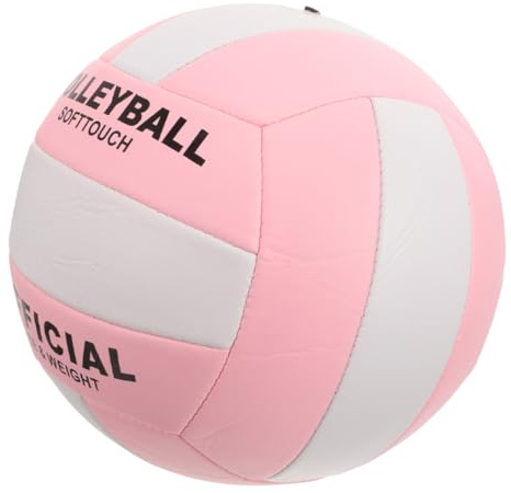 SHERCHPRY Ballon de Volley-Ball Souple 5 Taille Standard Résistant à L’Éclatement Machine Cousu Couleur Blanc et Rose pour Entraînement en Salle et Compétition Équipement Sportif