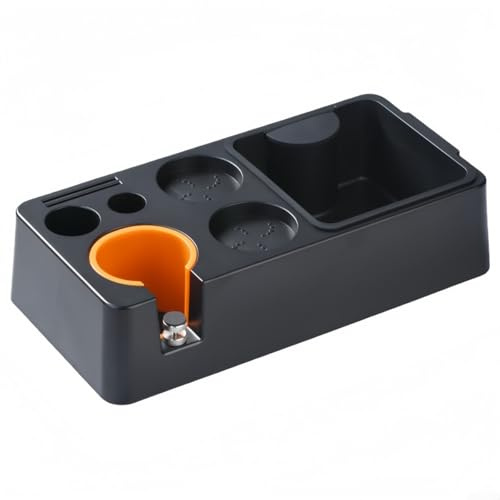 Espresso Tamp Station Knock Box con organizer e base antiscivolo, compatibile con manici per manomissione da 51 53 58 mm, realizzato in materiale ABS per un uso a lungo termine (bianco)