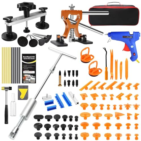 DentWiz Kit di riparazione carrozzeria con martello da inerzia, estrattore ponte, pistola per colla e ventose, kit di rimozione ammaccature senza vernice per auto, SUV e moto
