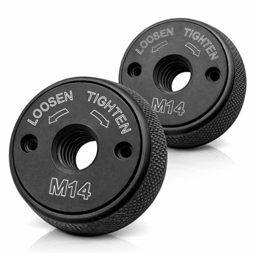 2PCS écrous à serrage rapide M14 pour meuleuses d'angle, écrou de meuleuse M14 avec design antidérapant, idéal pour disques abrasifs et accessoires