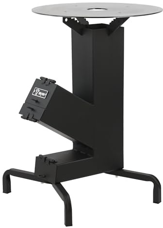 BBQ-Toro Raketugn med grillplatta Ø 50 cm | Raket #7 | Rocket Stove av 2,8 mm tjockt stål, BBQ raket träugn | Campinggrill med grillplatta, campingkokare, verkstadsugn av stål, kanonugn