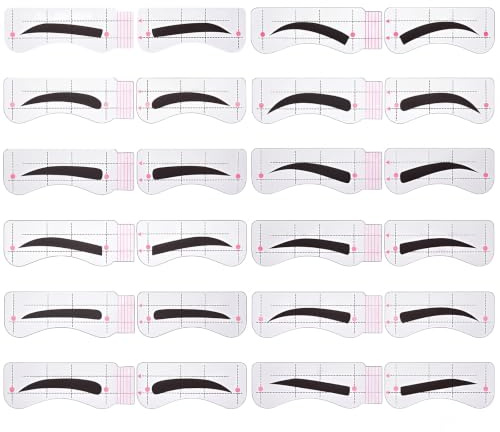 ZETKUS 24 Piezas Plantillas de Cejas Reutilizables para Principiantes, Kit de Plantillas para Cejas con Sello Brow Charm, Transparentes, Sello de Cejas, Plantilla Cejas, Fáciles de Usar para Perfectas