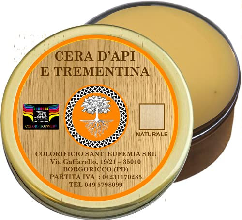 OIL&WAx Ceralegno cera d'api crema pasta per mobili e legno lucida protegge NATURALE + 6 TONALITÀ PIGMENTATE MADE IN ITALY (250 ml, NATURALE)