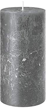 Rustik Stumpenkerze, Höhe 14 cm Ø 7 cm, Safe Candle, Brenndauer ca. 69 Stunden (anthrazit)