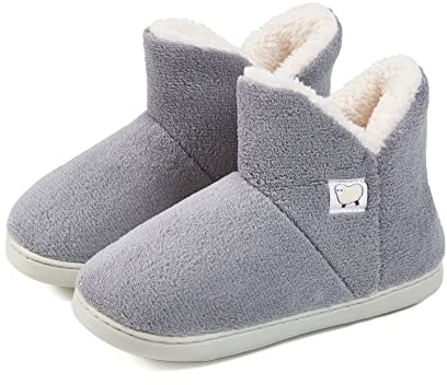 AUXDIQ Zapatillas de Estar por Casa Invierno Hombre Mujer Cálido Pantuflas Botas Interior Antideslizante Gris 37/38 EU