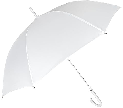 PERLETTI Brautschirm Regenschirm Sonnenschirm Damen Frauen - Weißer Stockschirm Elegant für die Hochzeit - Braut Schirm für Festliche Anlässe bei Regen und Sonne - Durchmesser 102 cm (Weiß)