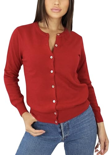 Gilet en Cachemire pour Femme - Fabriqué en Italie (FR/ES, Alpha/Lettres, M, Taille Normale, Taille Normale, Rouge)