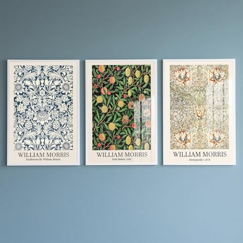 PWAAHDC Lot de 3 Cuadros Murales William Morris Vintage Neutro – Afiches Decoración Mural Salón y Dormitorio, Pósters de Pared Sin Marco para Casa, 40x50 cm