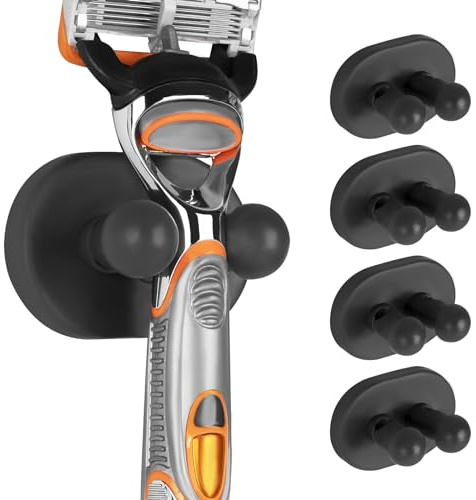 Linkidea 5er-Pack Wandhalterung für Rasierer im Badezimmer, selbstklebender Halter für Rasierzubehör, kompatibel mit Gillette Fusion 5 und Dorco Pace 6 Pro (Dunkelgrau)