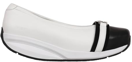 MBT Yuki Ballerine da Donna Stile Casual. Scarpe Eleganti Anatomiche e Comode Calzature Fisiologiche Confort e Stabilità con Suola Curva. Ballerine in Pelle con Suola a Dondolo. Colore Bianco