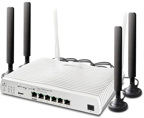 DrayTek Vigor 2865Lax-5G Ethernet Router, WiFi 6 AX3000 Wireless and 5G Failover, Integrated 5G Modem, 5+1 GbE LAN Ports with VLANs, VDSL