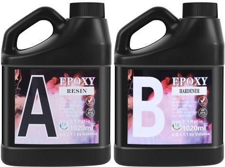 2040ml Resine Epoxy Transparente Kit Complet,1: 1 Ratio Transparent Résine époxy Cristalline pour Moulage et Revêtement, Dessus de Table, Fabrication de Bijoux et Décoration Artisanale