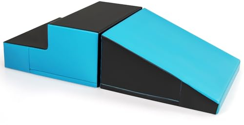 COSTWAY Toddler Climb and Crawl Foam Play Set, Children's Stairs and Ramp Software Activity Toys, Baby Soft Play Equipment for Climbing, Sliding, Crawling (Blue+Black)