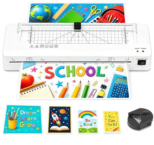 Laminator, A3 Laminator with Built-in Cutter, Fast Warm-up | Cold and Thermal Laminator machine with NTC Temperature Control, Lamination for Home Office School Use(A3+10pics set)