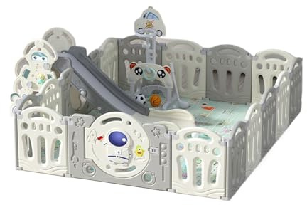 Magic ZC Parque Infantil Bebe, Corralito Bebe Grande Niños, Parque de Juegos para Bebes Plegable Interiores Exteriores, Centro de Actividades Infantiles con Espuma Anticolisión (Y 12+2 Combo)
