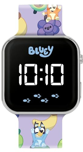 Accutime Bluey Kids Fruits LED Digital Display Watch with Silicone Character Strap for KidsGift, School, Birthday Present for Children