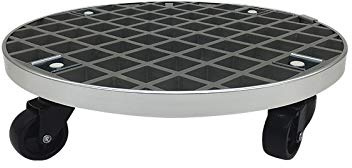 Maceta redonda de 29 Gfrp resistente, carrito móvil grande con ruedas para jardinería interior y exterior, soporte perfecto para flores, diseño blanco duradero, color gris