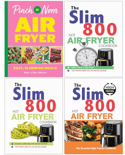 Pinch of Nom Air Fryer, The Slim 800 Hot Air Fryer Simply Quick & Fast Food, Hot Air Fryer Recipe Cookbook & The Essential High Protein Cookbook 4 Books Collection Set