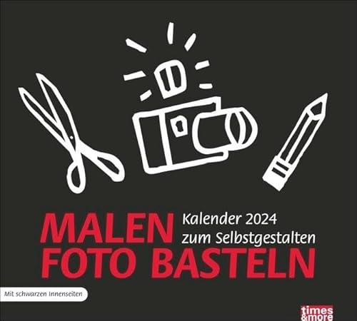 Calendrier de bricolage 2024 noir à monter soi-même et remplir avec vos propres photos. Le calendrier 2024 vierge pour votre personnalisation.