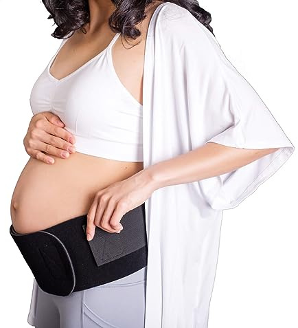 Baby Belly Band Original Pregnancy and Post Partum Belt for Maternity Support, Black - black - Large