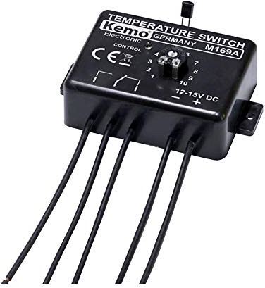 Kemo M169A einstellbarer elektronischer Temperaturschalter Thermostat 12 V/DC. Temperaturschaltbereich 0 - 100°C. Verbindung mit Steuerelektronik möglich