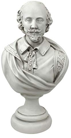 Design Toscano AH22672 William Shakespeare Bust Statue, Desktop, 12 Inch, Polyresin, Antique Stone,