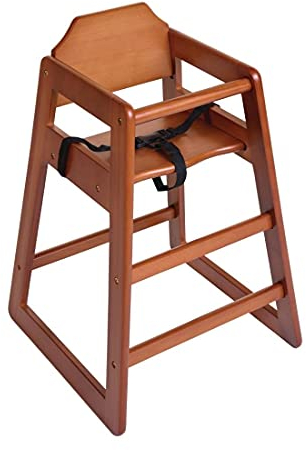 Bolero Robuster, sicherer Hochstuhl aus Holz für Babys und Kleinkinder | Dunkles Holzfinish | Sitzhöhe: 500 mm | Geeignet für Kinder bis 36 Monate | Inklusive 3-Punkt-Hüftgurt | DL901