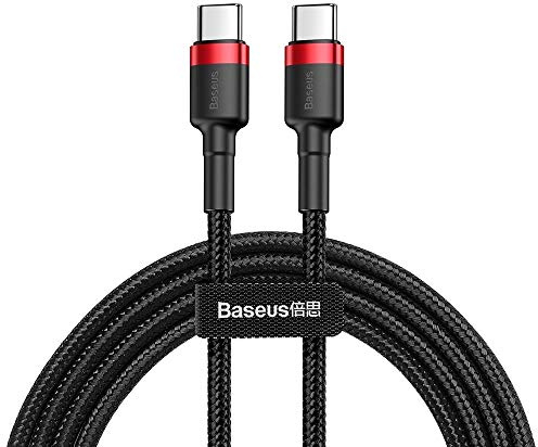 BASEUS Accesorios Marca Modelo Cable USB-C para USB-C PD Cafule PD 2.0 QC 3.0 60W 200 cm (Negro y Rojo)