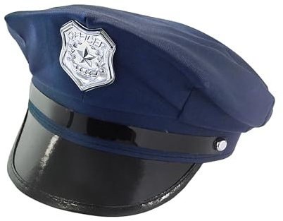 W WIDMANN MILANO Party Fashion 8427P - Berretto da poliziotto, blu, con stemma della polizia, uniforme, carnevale, festa a tema