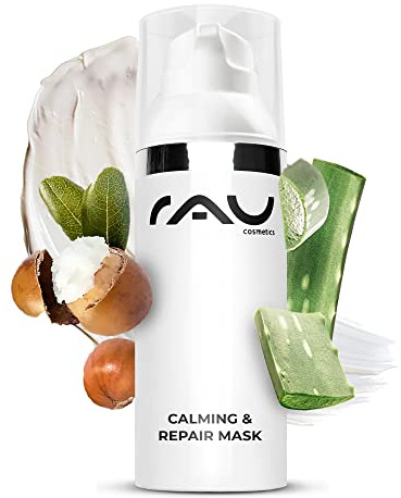 RAU Cosmetics Calming & Repair Mask 50 ml - Beruhigende Gesichtsmaske für Trockene und Gereizte Haut - mit Urea, Panthenol, Sheabutter, Allantoin und Vitamin E - Intensive Feuchtigkeitspflege Made in