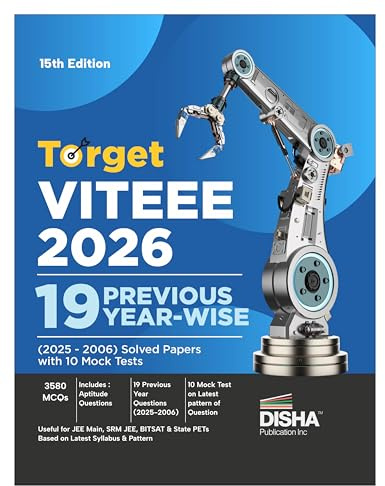Disha Target VITEEE 2026 - 19 Previous Year-wise (2025 - 2006) Solved Papers with 10 Mock Tests Series 15th Edition | Physics, Chemistry, Mathematics, English & Aptitude 3580 PYQs