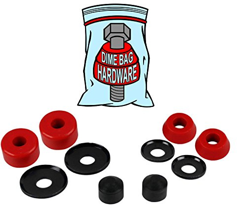 Dime Bag Hardware Skateboard Truck Rebuild Kit Bushings Washers Pivot Cups for 2 Trucks (96A Red)