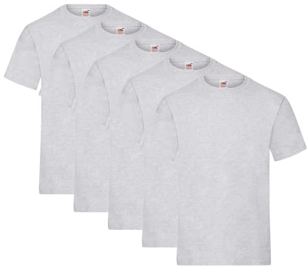 Fruit of the Loom - 61-212 - T-shirt (Lot de 5) - Homme - Gris (Erika-Grau) - Taille: XL