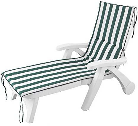 Morbidissimi Cuscino per Lettino Prendisole Sdraio da Esterno Giardino Rigato 60x190 cm P498 Verde