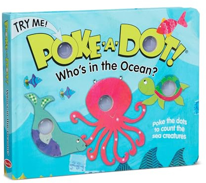 Melissa & Doug Poke-a-Dot! Who’s in the Ocean? Interactive Children's Board Book with Buttons to Pop, Educational Sensory Toy for Toddlers & Preschoolers Ages 3+ - FSC Certified