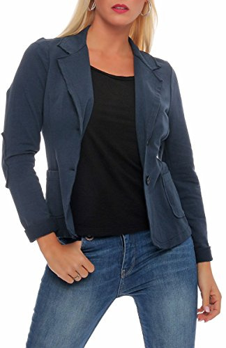 Malito Classico Blazer nella Base-Look Giacca Camicetta Elegante Ufficio 1651 Donna (L, Blu Scuro)