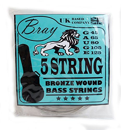 Bray 5 String Bass Guitar Strings (45 - 125) Perfect For Fender, Gibson, Yamaha, Squier & Ibanez Bass Guitars