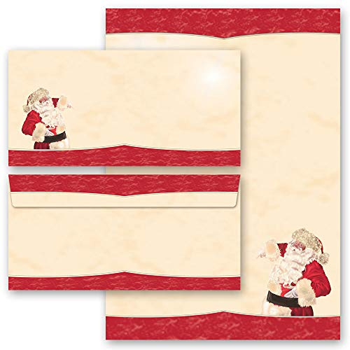 Motivo-set di cancelleria Natale Natale, BABBO NATALE - MOTIVO 50 fogli di carta da lettera e 50 buste DIN LANG (senza finestra) | Paper-Media