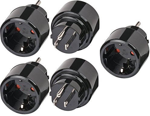 Brennenstuhl 5 stycken reseteck/adapter skyddskontakt för USA, Japan svart, 1508550