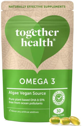 Algae Omega 3 – Together Health – Pure Algae Omega 3 – Unique Plant Source of DHA & EPA – Vegan Friendly - Made in The UK – Pack of 2-60 Softgels