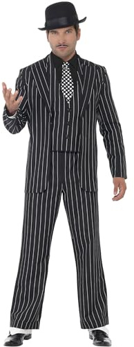 Smiffys Costume de chef des gangsters vintage, avec veste, cravate, gilet avec fausse chemise et pantalon Halloween