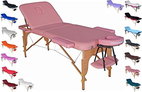 Polironeshop Venere lettino in legno pieghevole per massaggi estetista tattoo (Antico rosa)
