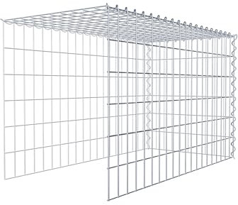 GABIONA Cesta de piedra cuadrada, malla 5 x 10 cm, profundidad 50 cm, cesta de cultivo tipo 4, cierre en espiral, galvanizado (100 x 60 x 50 cm)